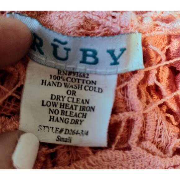 Ruby Brand Open Crotchet Lace Floral Tunic Top Size S Festival Boho Cover Up - Picture 7 of 7